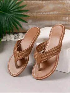 Women's Flat Sandal Weave Fashion Simple Versatile Outdoor New Women's Toe-Open Beach Slippers, PU Leather, Rubber Sole, Casual Style, Boho Casual Sandals