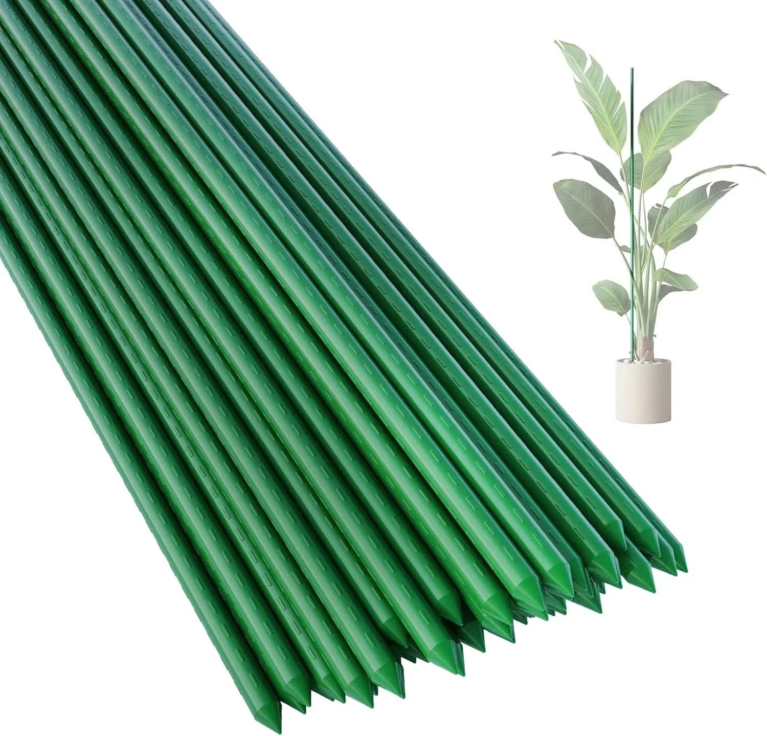 48 Inch 4 Ft  Support Garden Stakes 25 count, Sturdy Steel Plastic Coated Sticks for Outdoor Growing Climbing, Tomato, Trees, Cucumber, Beans
