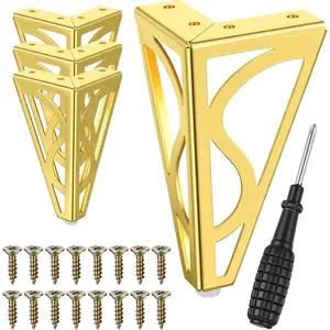 Furniture Legs 6 Inch Heavy Duty Metal Dresser Legs Set of 4 Gold Sofa Leg for Cabinet Couch Replacement Feet with Rubber Floor Protectors