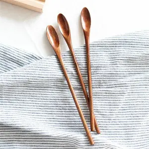 Wooden Coffee Stirrer Spoon, Tea Spoon, Long Handle Round Shape, Kitchen Tool, Christmas Gift, Halloween, Easter, Thanksgiving Day Decoration