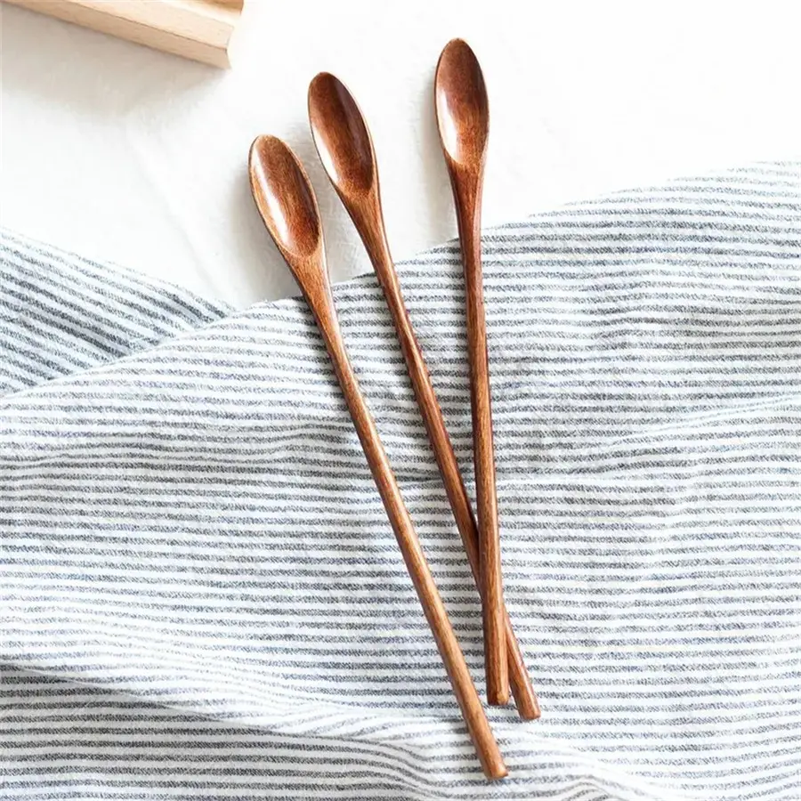 Wooden Coffee Stirrer Spoon, Tea Spoon, Long Handle Round Shape, Kitchen Tool, Christmas Gift, Halloween, Easter, Thanksgiving Day Decoration, Cutlery