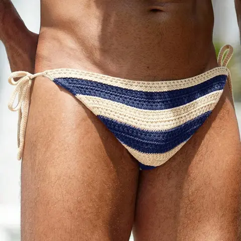 Zaitun Men's Knitted Briefs - Menswear Underwear with Chic Contrast-Color Tie Sides, Stylish Acrylic Fabric, Soft Feel, Brief Cut, Secure Fit, Trendy Edge, Easy Wear, Everyday Wear