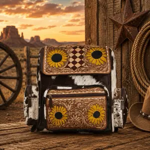 Peanut Butter Sunflower Cowhide Backpack