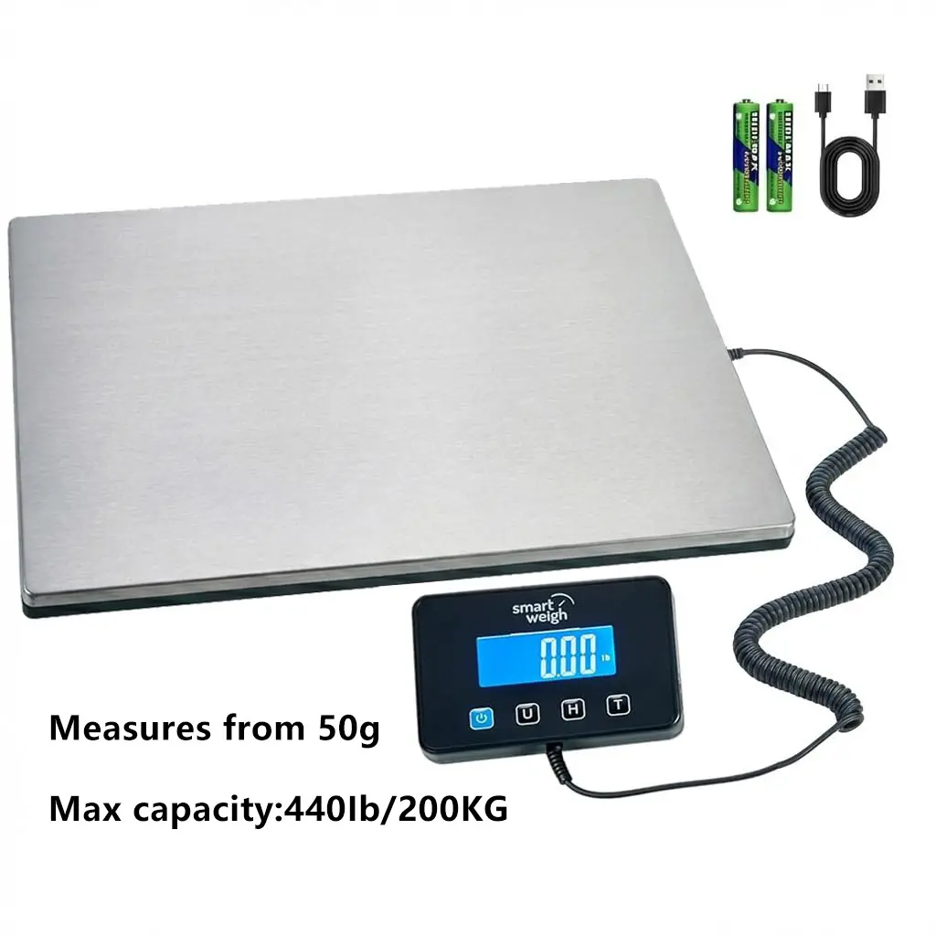 Digital Postal Shipping Scale 440 LB Heavy Duty Postal Scale for Packages Hold & Tare Function with Batteries & USB-C for Packages Shipping Package Scale Postage Scale Postal Scale