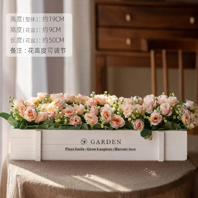 Qianduo Spring Rose Light Pink  White Wood Fence