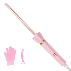Hahahope 3/8 Inch (9mm) Skinny Barrel Curling Iron, Dual Voltage, 2 Heat Settings, Fast Heat Ceramic Wand for Tight Curls on Short Hair, Curling Hair Curling Iron