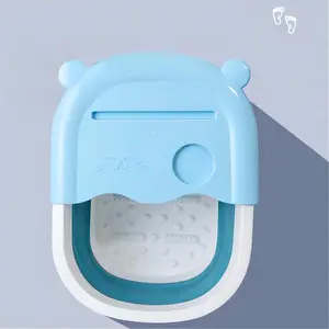 Kids Cartoon Design Foot Bath Basin, 1 Piece Portable Foldable Foot Bath Tub, Household Foot Bath Basin with Lid, Bathroom Accessories for Boys Girls