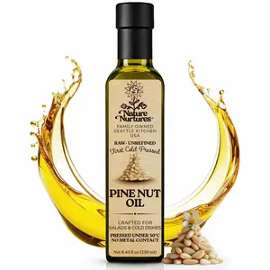 Pine Nut Oil for Cooking and Drizzling · Raw · Unrefined · First Cold-Pressed at Temperatures Below 30°C · Pressed Only Once · Without Metal or Wood Contact · Small Batch · Handcrafted in Seattle USA · 100% Pure & Natural · Also Loved for Skin and Hair