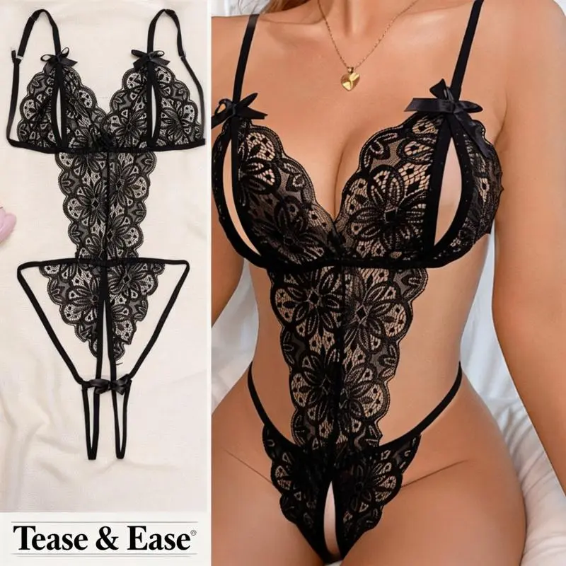 Women's Sexy Floral Lace Bodysuit—featuring a deep V-neck and adjustable straps, this piece offers soft, comfortable, and lightweight elegance. Crafted from premium fabric, it makes an ideal gift for anniversaries and birthdays.