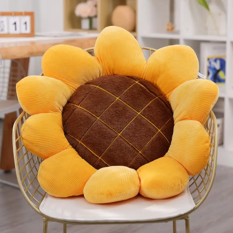 Sunflower Shaped Cushion, 1 Count Plush Tatami Bay Window Pillow For Couch Decor, Cute Pillow For Living Room Bed Sofa Couch Office