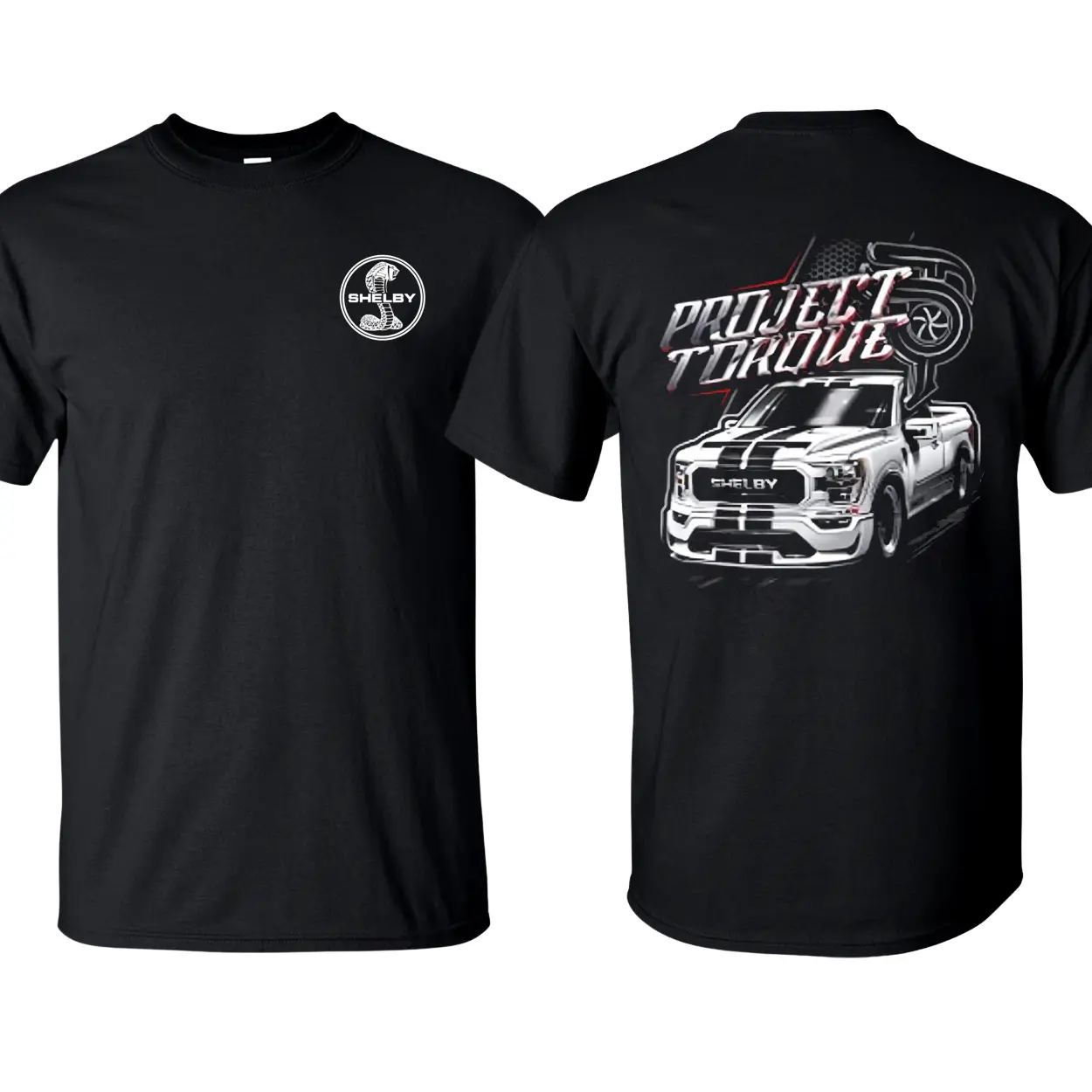 White Shelby Graphic T-Shirt - Ford Trucks Cotton Round Neck Short Sleeve Top, Unisex Racing Streetwear for Car Enthusiasts, Menswear, Shortsleeve RidgeHiker