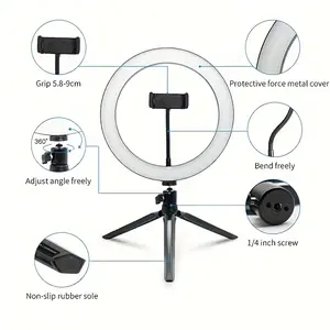 10-Inch Desktop Selfie Ring Light Accessories, Smart Beauty Light with Adjustable Tri-Color Temperature for Live Streaming, Short Video Photography