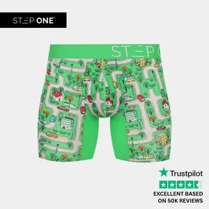 Step One Men's Trunk - Skid Marks, Anti-Chafe, Breathable Bamboo Fabric, UltraGlyde Panels, Hidden Elastic Pouch, Premium Underwear, Athletic Daily wear