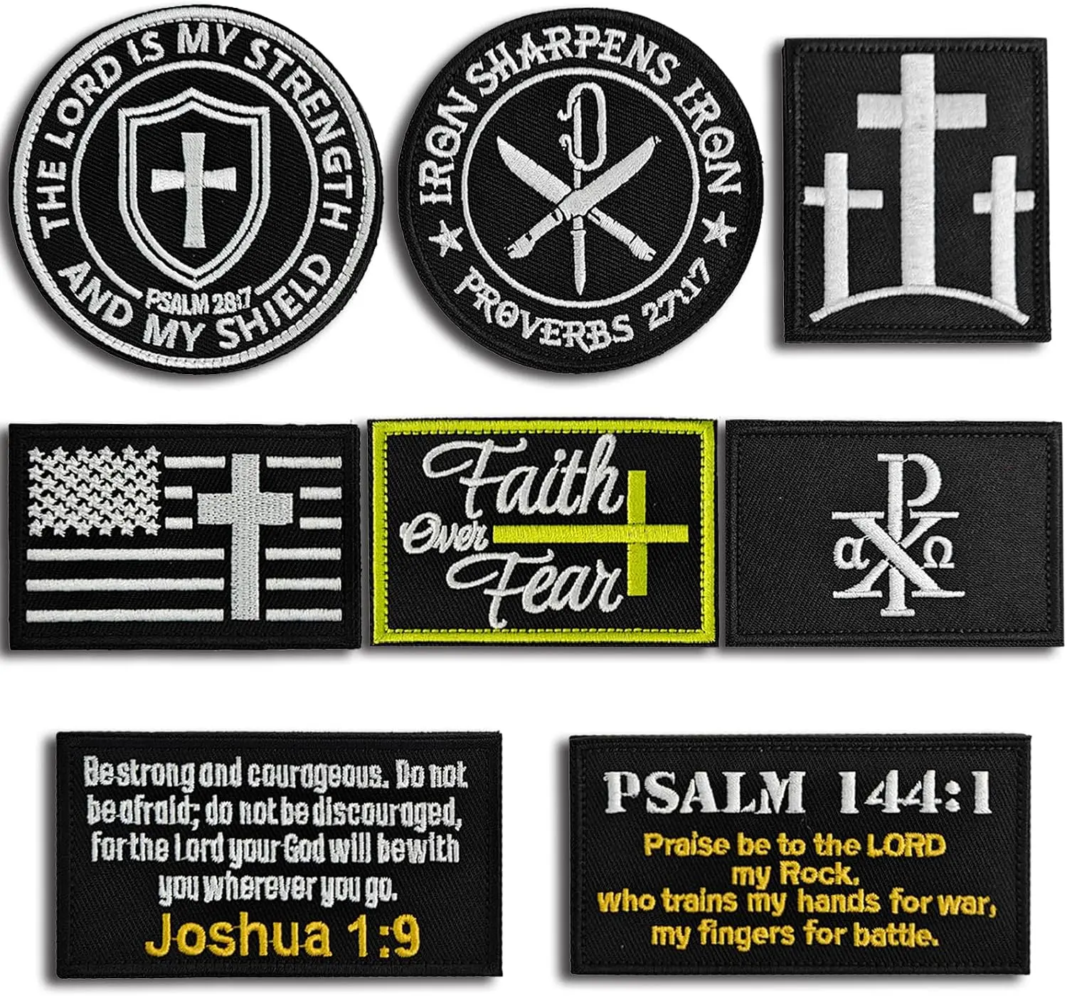 8pcs Christians Tactical Patches, Hook & Loop Bible Verse Patches for Caps Bags Vests Uniforms