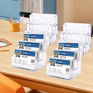 4pcs Acrylic Business Card Holder Display, Business Card Holder for Desk, Desktop Business Name Card Organizer