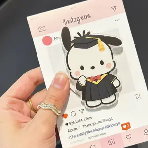 Cute Graduation Puppy Phone Grip - Magnetic Pop Socket & Kickstand - Kawaii Graduate iPhone Accessory Gift