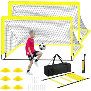 Soccer Goal, Soccer Goals for Backyard, 6x4ft Portable Pop Up Soccer Net Set, Soccer  Equipment with Soccer Ball, Ladder and Cones