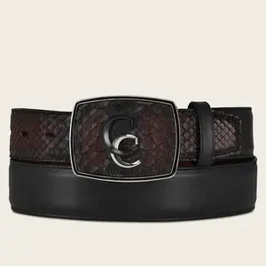 CUADRA MEN'S PYTHON BELT BLACK CHERRY