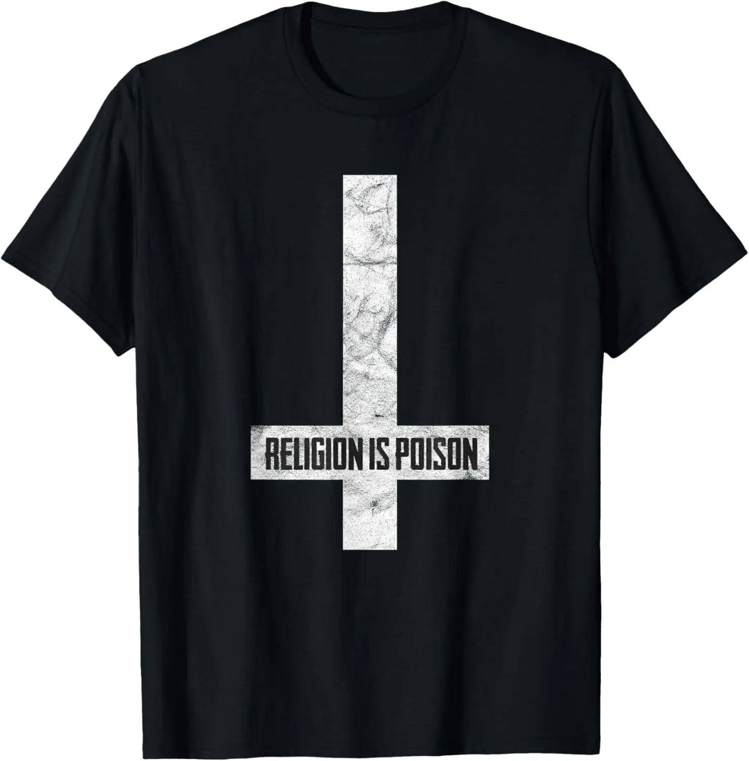 Women's 100% Cotton Short-Sleeve Graphic T-Shirt, Casual Fashion Fabric, Unisex Antichrist Grunge Religion Is Poison Atheist Occult Gothic Top, Natural