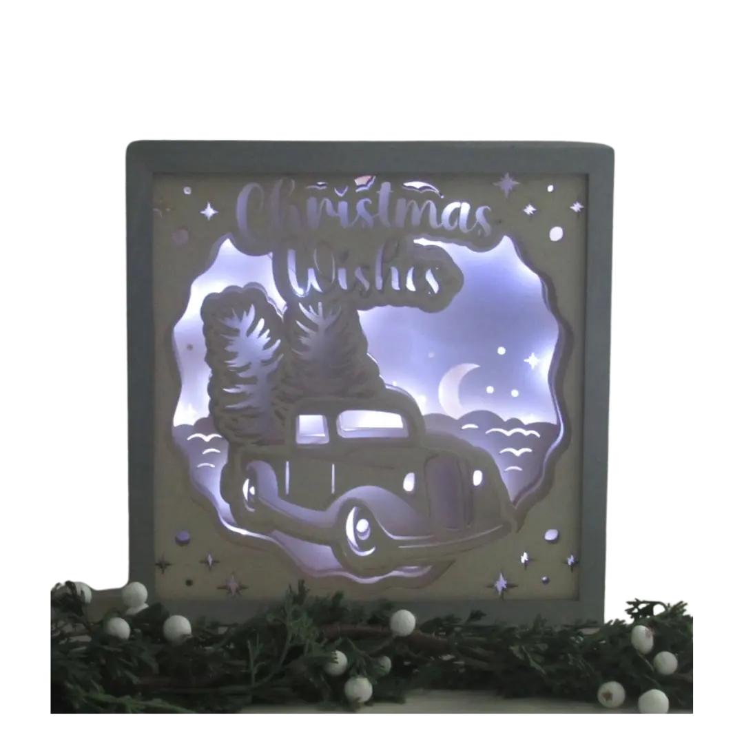3D LED Christmas Shadow Box – Soft Light Holiday Decor for Table, Mantle, or Fireplace