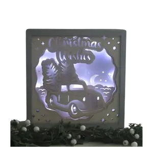 3D LED Christmas Shadow Box – Soft Light Holiday Decor for Table, Mantle, or Fireplace