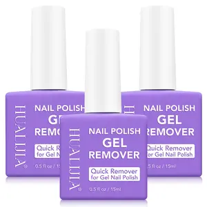 3 Pack Hualijia High-Efficiency Gel Nail Polish Remover, Quick-Removing Gel Nail Polish Cleaner, 15ML Per Bottle, Non-Toxic Formula, Nail Art Remover, Nail Products