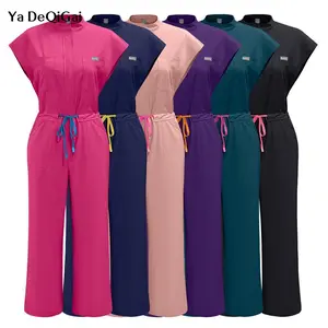Women Nurse Uniform High-quality Surgical Scrubs Bodysuit Medical Jumpsuits With Pockets Softness Wrinkle-Resistant Spa Workwear