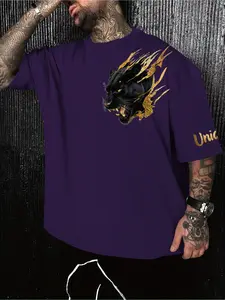 Men's T-shirt, Patterned T-shirt, Trendy Casual Street Style, Loose Round-neck Short Sleeve, Men's Gift, Men's Clothing