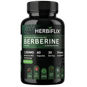 Herbiflix High-Potency Berberine HCL - 1200mg (60 Capsules) - Metabolic & Sugar Support