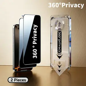 360 ° Privacy Screen protector 2-piece set [Four sided privacy protection] Anti peeping tempered film, comprehensive protection, scratch resistant and durable, suitable for iPhone 17 Pro Max/16/15/14/13