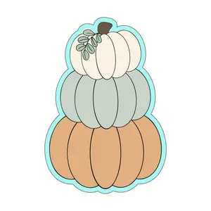 Fall Stacked Pumpkins with floral leaves Cookie Cutters