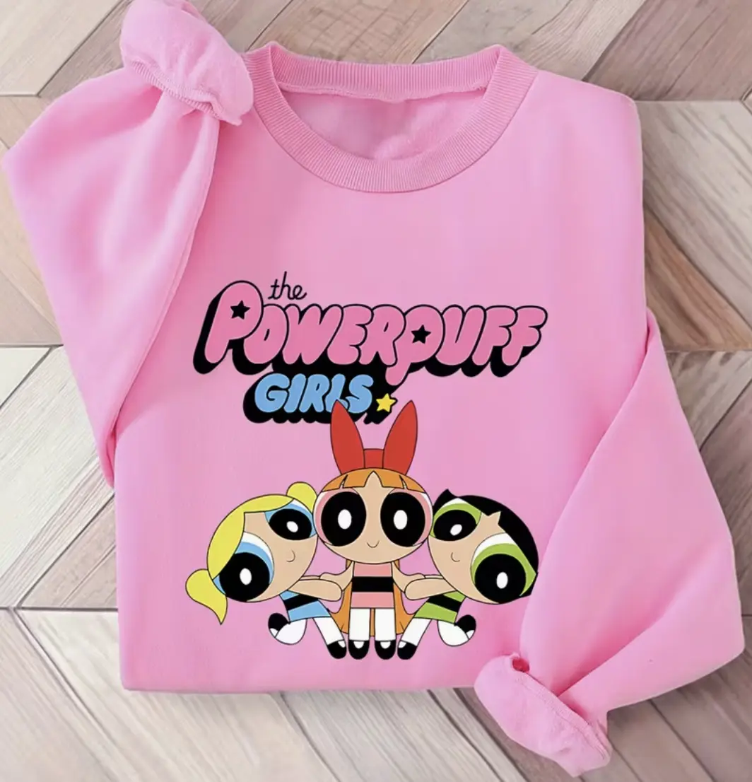 Powerpuffff s Blossom Buttercup Bubbles Fluffy Graphic Shirt, Powerpuffff Graphic Gift, Casual Streetwear Top for Men & Women