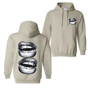 [S-5Xl] Manfinity EMRG A White Street Style Top With Full Black And White Mouth Pattern, Suitable For Summer Men's Hoodie, Sweatshirt, Comfort Errands, Classic Cotton, Unisex Hoodie, Merch gift, Fabric Menswear Oversized Pocket Sport Sweaters