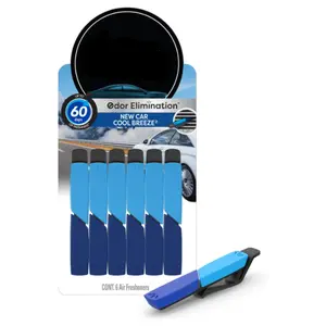 Door Elimination Refresh Your Car Vent Stick Air Fresheners – New Car & Cool Breeze Scents 6-Pack in Blue & Black Packaging