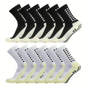 Soccer Socks Grip Socks Men's Anti Slip Non Slip Grip for Soccer Football, Basketball Pilates (6 Pairs)