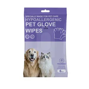Pet Wet Wipe Gloves, Odor Removal and Stain Cleaning, Disposable Spa Wet Wipes, Cat and Dog Cleaning Gloves, No Wash Required