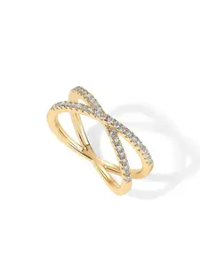 14k Plated X-Shaped Cz Ring, Statement Ring, Minimalist Design Jewelry for Women, Perfect Gift for Wife Girlfriend Birthday Anniversary, Fashion Rings