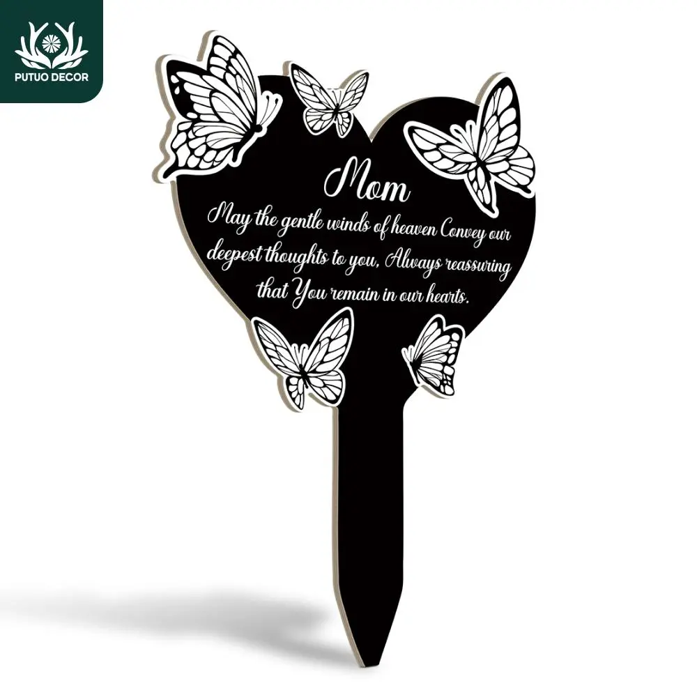 Butterfly Pattern Wooden Stake, Outdoor Stake, Ground Stake for Home Farmhouse Garden Lawn Patio Courtyard, Memorial Gift