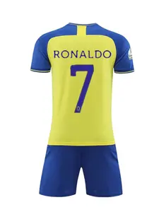 22/23 Kids Sports Set, Breathable Riyadh Victory Ronaldo 7 Football Jersey Fan Shirt Training Suit, Casual Short Sleeve and Shorts