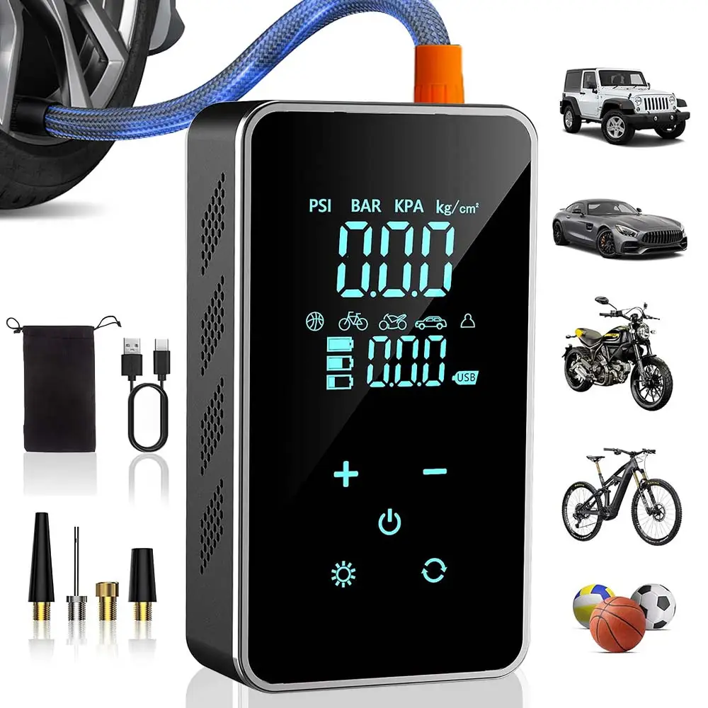 【3IN1 Air Compressor】150PSI Tire Inflator, Cordless Portable Emergency Air Pump, Multifunction Car Repair Tools, Rechargeable, Motorcycle & Bicycle, M