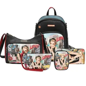 5PC SET (BACKPACK, CROSSBODY, POUCH, COINPURSE AND WALLET)