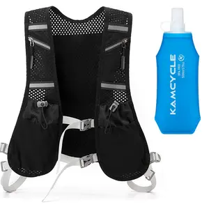 Running Vest with 500ML Soft Flask, Lightweight & Breathable, 9 Functional Pockets, Reflective Strips, 5L Capacity, Adjustable Hydration Vest