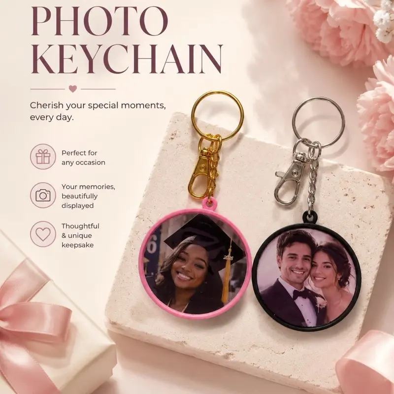 Custom 3D Printed Photo Keychain – Personalized Picture Keepsake