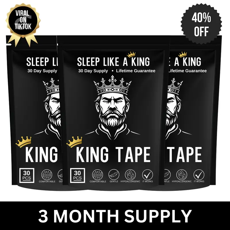 King Mouth Tape - one month supply mouth tape for sleep, 30 Pack, black, gentle adhesion, for sleep Snoring Nose Breathing, Sleep Like a King 5