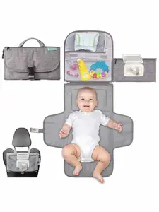 Portable Diaper Changing Pad - Baby Diaper Changer Travel Bag with Wipes Pocket, Smart Design Portable Changing Mat, Infant Travel Station Kit, Gift for Newborn Girl & Boy, Multifunctional Diaper Bag