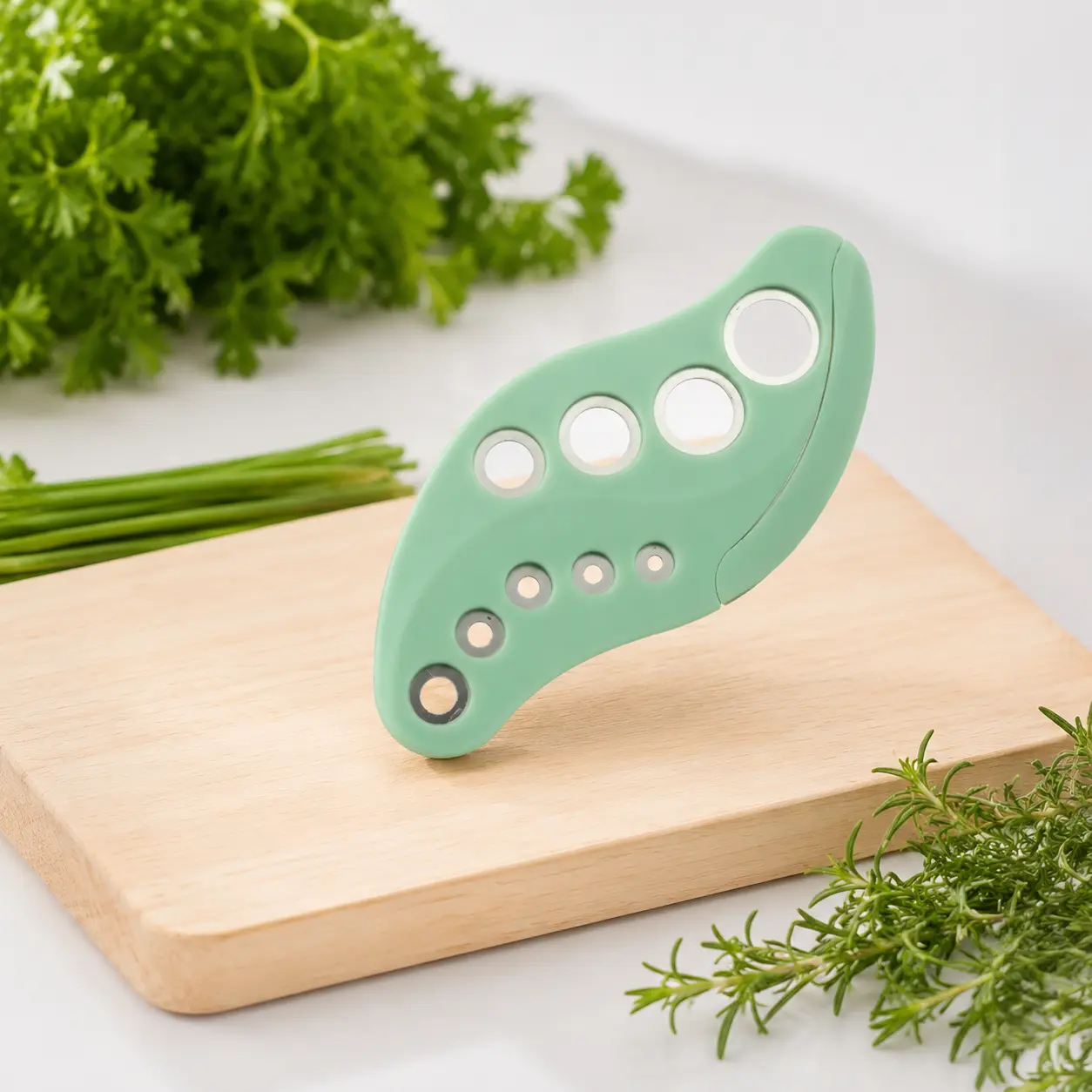 1 Count Herb Leaf Stripper Tool, 9-hole Design Stainless Steel Herb Cutter for Removing and Cutting Various Herbs in Home Kitchen