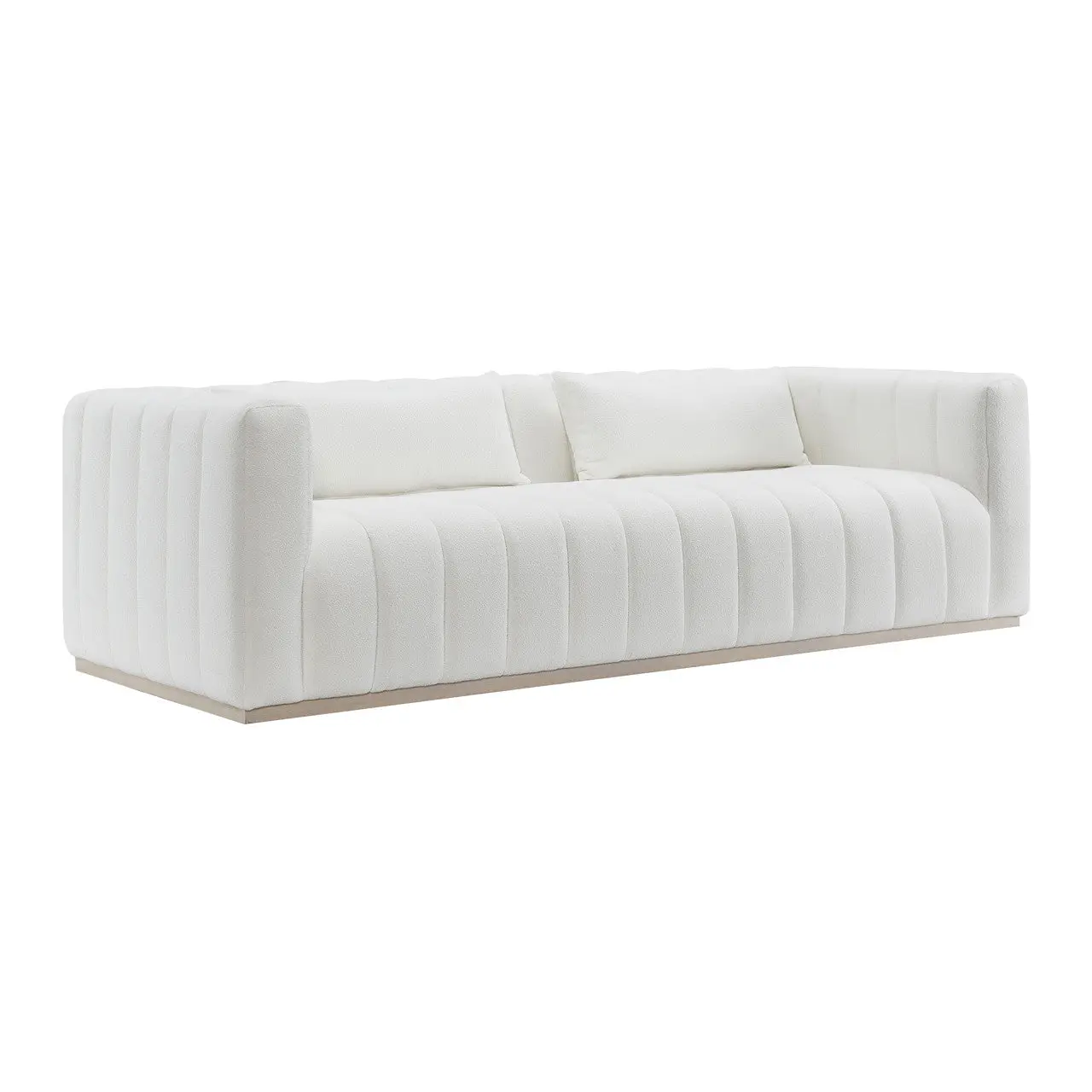Aventor Tufted Sofa in Ivory/Beige Wood 92x37x28 LBS for Modern Living Spaces