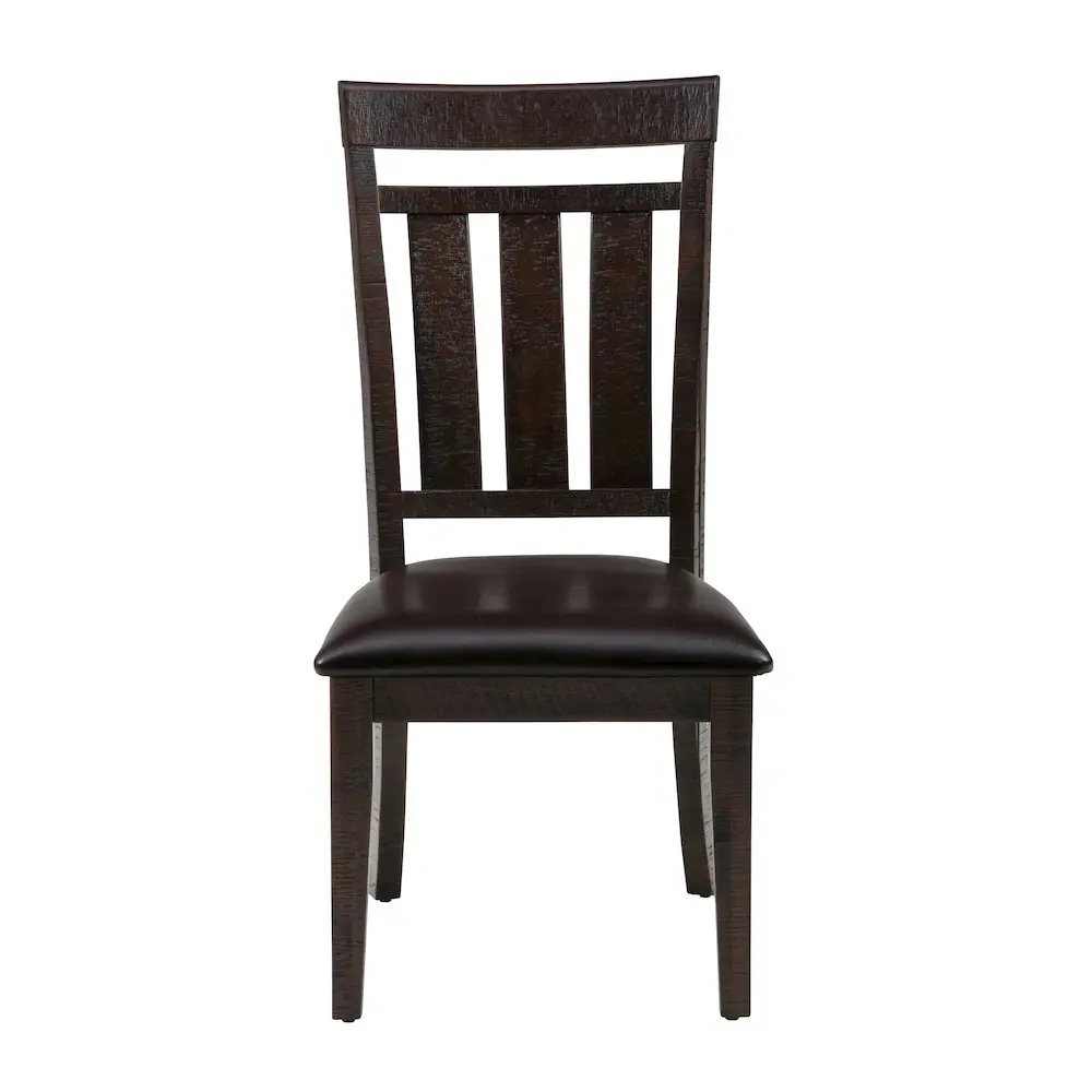 Distressed Rustic Solid Acacia Wood Upholstered Slat-Back Dining Chair (Set of 2) - Beautifully Distressed Finish, Rustic Look, Standard Height, Compatible with Dining Tables