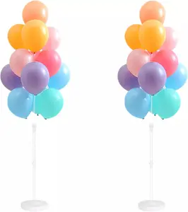 Balloon Column Stand Kit,Set of 2,Metallic Purple Pink Confetti Balloons,Adjustable Balloon Sticks Holder with Base,Design for Birthday, Wedding, Baby Shower, Graduation Party Decoration Tape Outdoors Thick