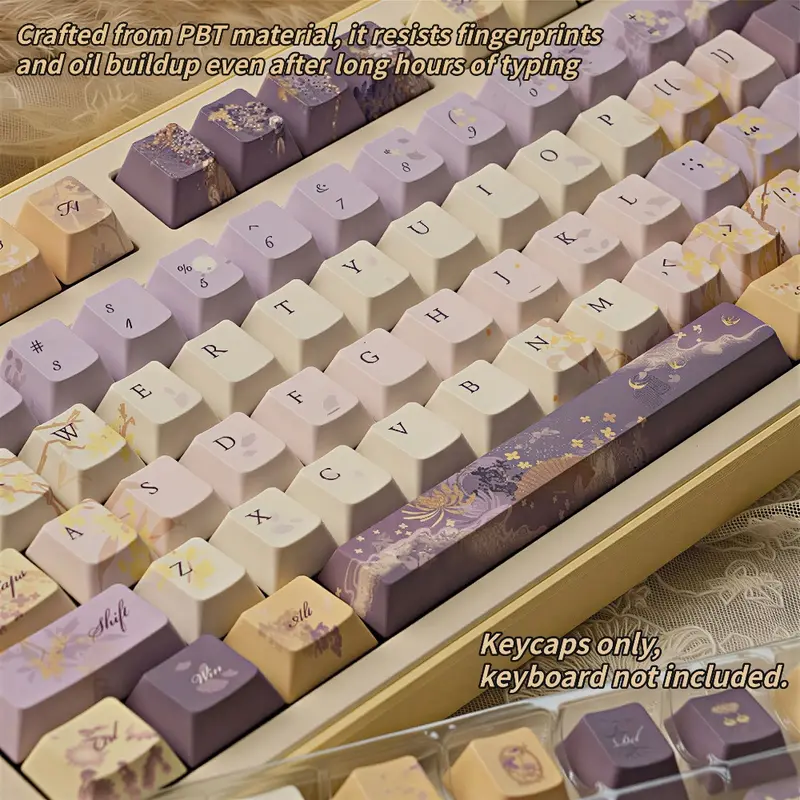 New "Osmanthus Over Longs" Themed 120-Key PBT Keycaps, CHERRY Profile Design Mechanical Keyboard Keycaps with 5-Side Dye-Sublimation Full-Color Craftsmanship, Wear-Resistant & Anti-Shine Mechanical Keyboards.